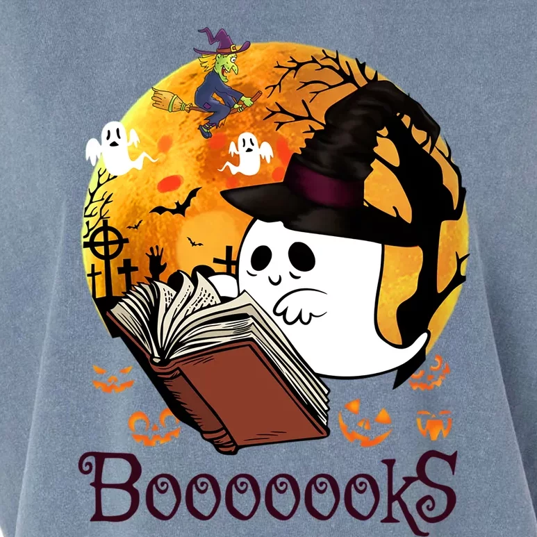 Booooks Ghost Halloween Librarian Reading Teacher Book Lover Meaningful Gift Garment-Dyed Women's Muscle Tee