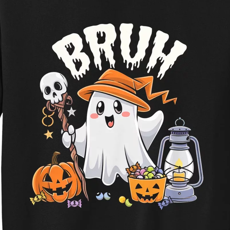 Bruh Ghost Halloween Cute Ghost Candy Funny Tall Sweatshirt