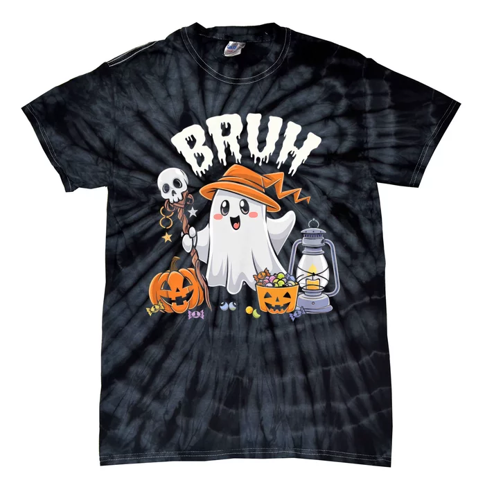 Bruh Ghost Halloween Cute Ghost Candy Funny Tie-Dye T-Shirt