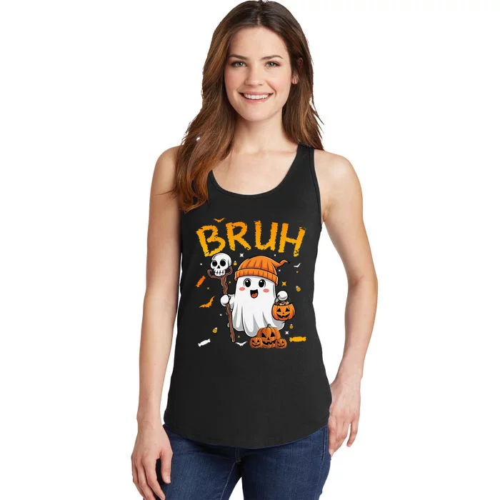 Bruh Ghost Halloween Cute Ghost Candy Funny Halloween Ladies Essential Tank