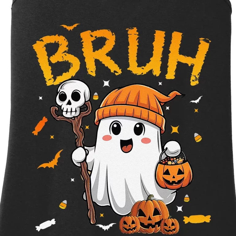 Bruh Ghost Halloween Cute Ghost Candy Funny Halloween Ladies Essential Tank