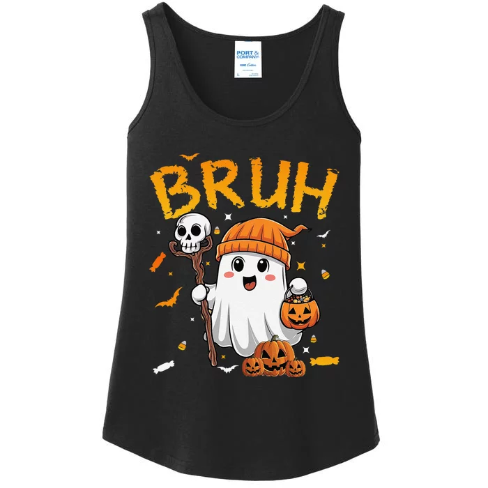 Bruh Ghost Halloween Cute Ghost Candy Funny Halloween Ladies Essential Tank