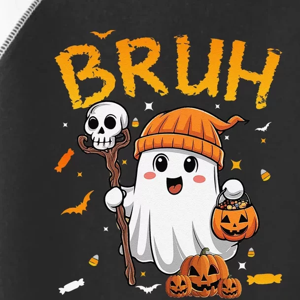 Bruh Ghost Halloween Cute Ghost Candy Funny Halloween Toddler Fine Jersey T-Shirt