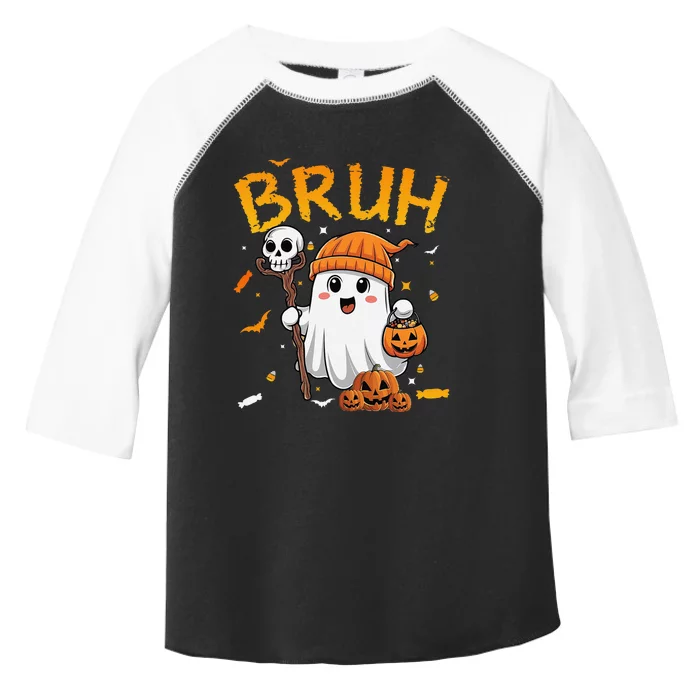 Bruh Ghost Halloween Cute Ghost Candy Funny Halloween Toddler Fine Jersey T-Shirt