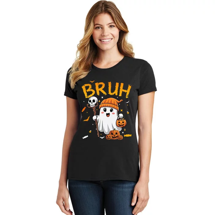 Bruh Ghost Halloween Cute Ghost Candy Funny Halloween Women's T-Shirt