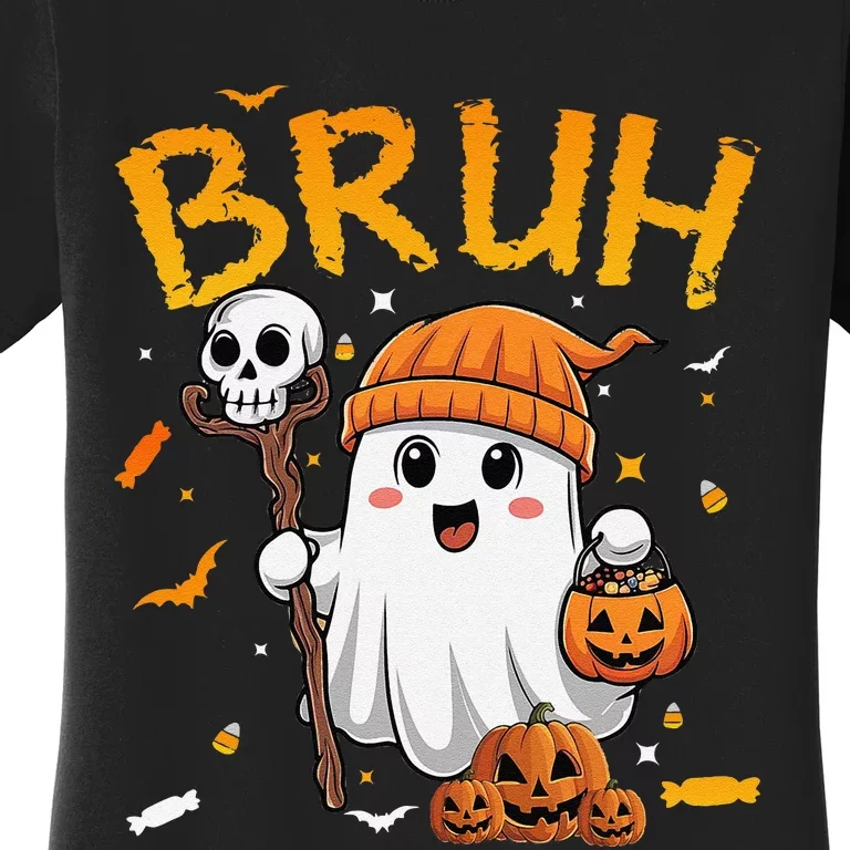 Bruh Ghost Halloween Cute Ghost Candy Funny Halloween Women's T-Shirt