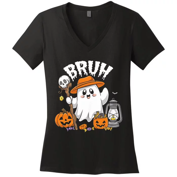 Bruh Ghost Halloween Cute Ghost Candy Women's V-Neck T-Shirt