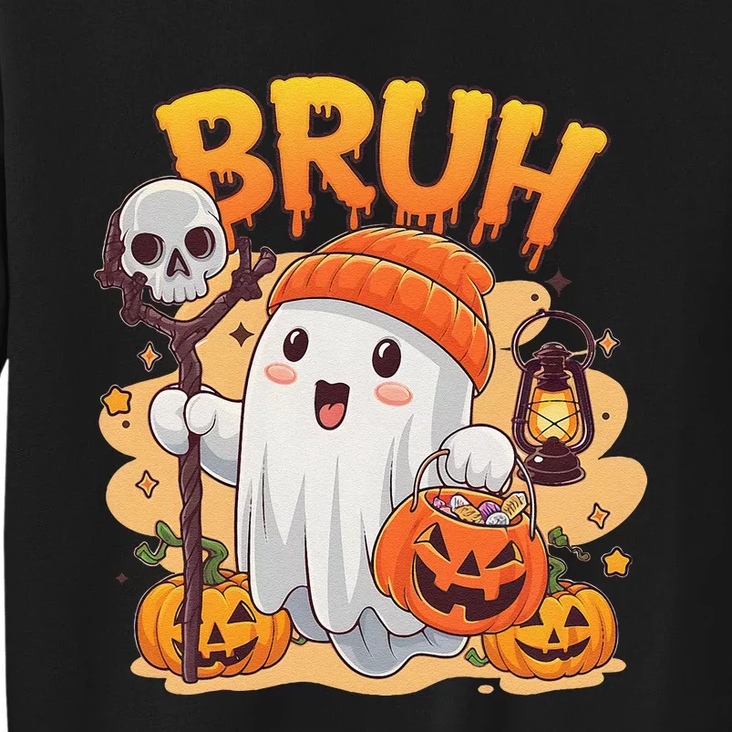 Bruh Ghost Halloween Cute Ghost Trick Or Treat Candy Sweatshirt