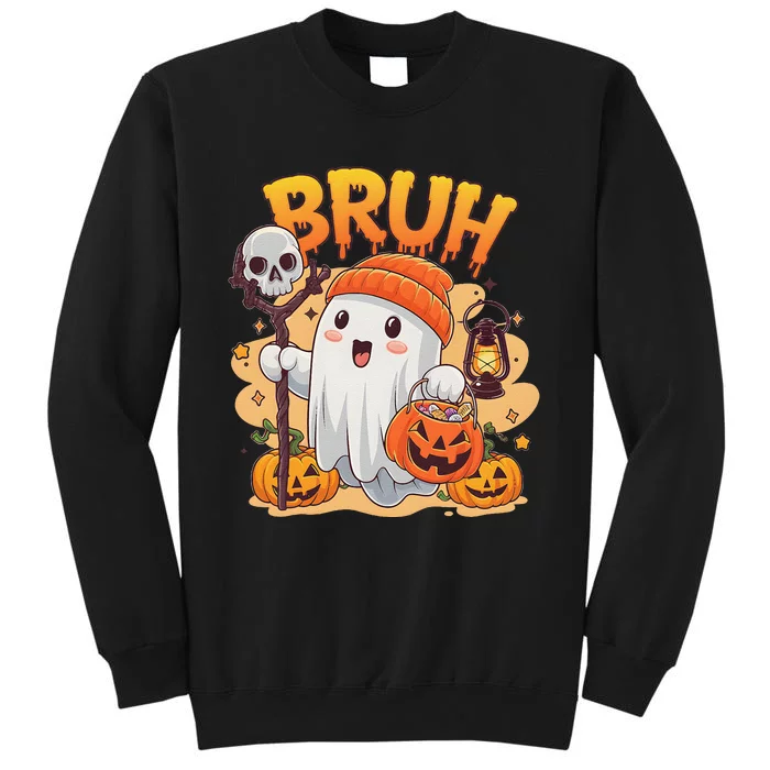 Bruh Ghost Halloween Cute Ghost Trick Or Treat Candy Sweatshirt