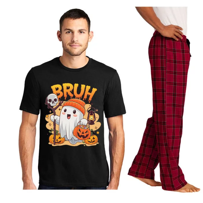 Bruh Ghost Halloween Cute Ghost Trick Or Treat Candy Pajama Set