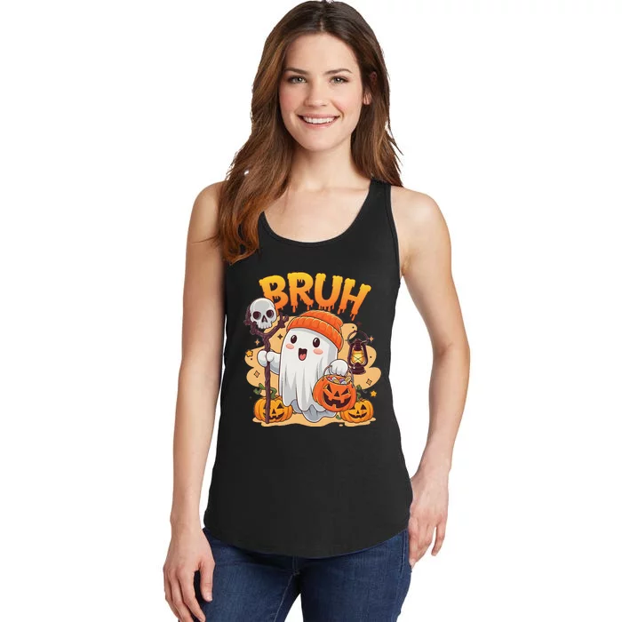 Bruh Ghost Halloween Cute Ghost Trick Or Treat Candy Ladies Essential Tank