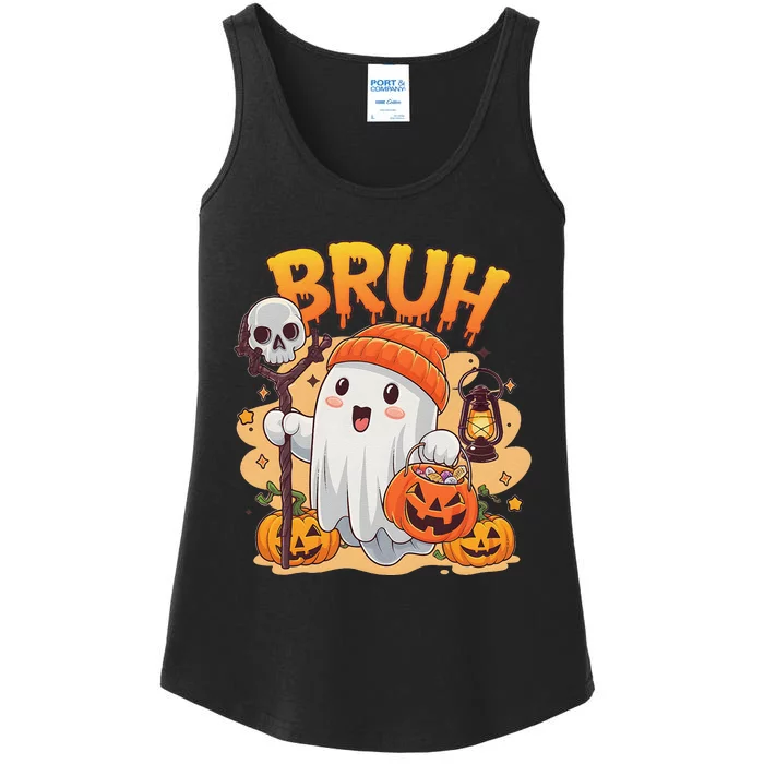 Bruh Ghost Halloween Cute Ghost Trick Or Treat Candy Ladies Essential Tank