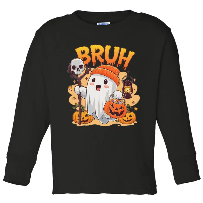 Bruh Ghost Halloween Cute Ghost Trick Or Treat Candy Toddler Long Sleeve Shirt