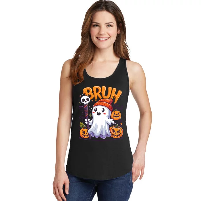 Bruh Ghost Halloween Cute Trick Or Treat Ladies Essential Tank