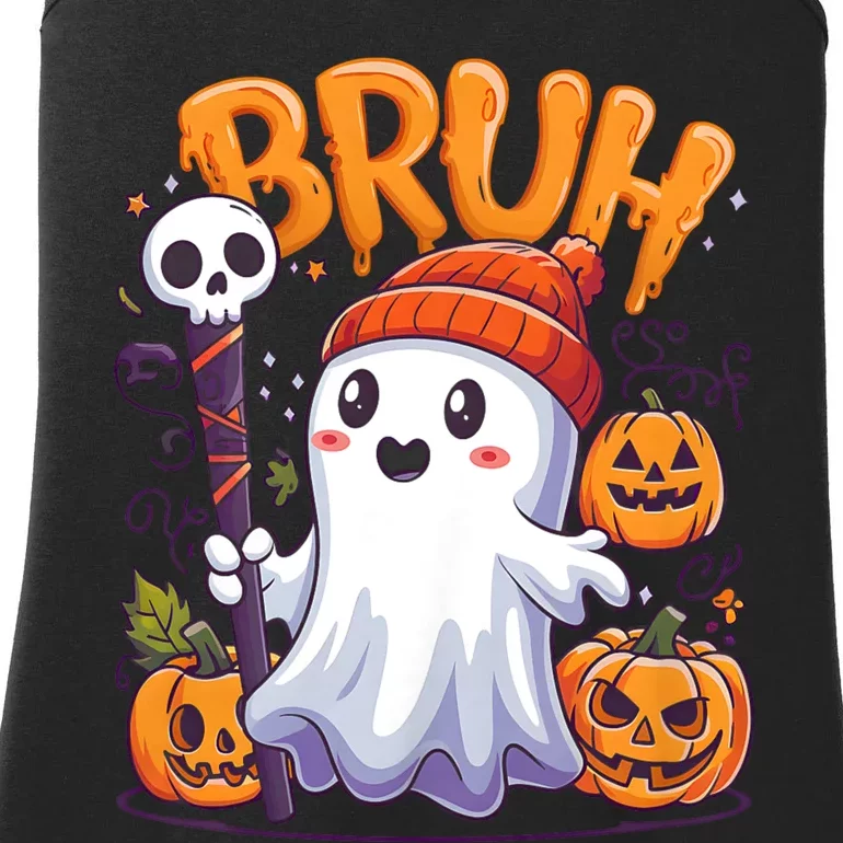 Bruh Ghost Halloween Cute Trick Or Treat Ladies Essential Tank