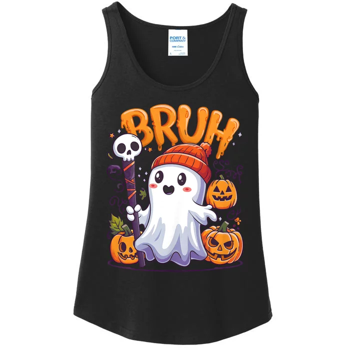 Bruh Ghost Halloween Cute Trick Or Treat Ladies Essential Tank