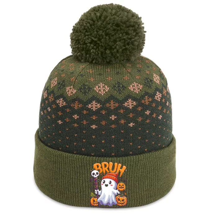 Bruh Ghost Halloween Cute Trick Or Treat The Baniff Cuffed Pom Beanie