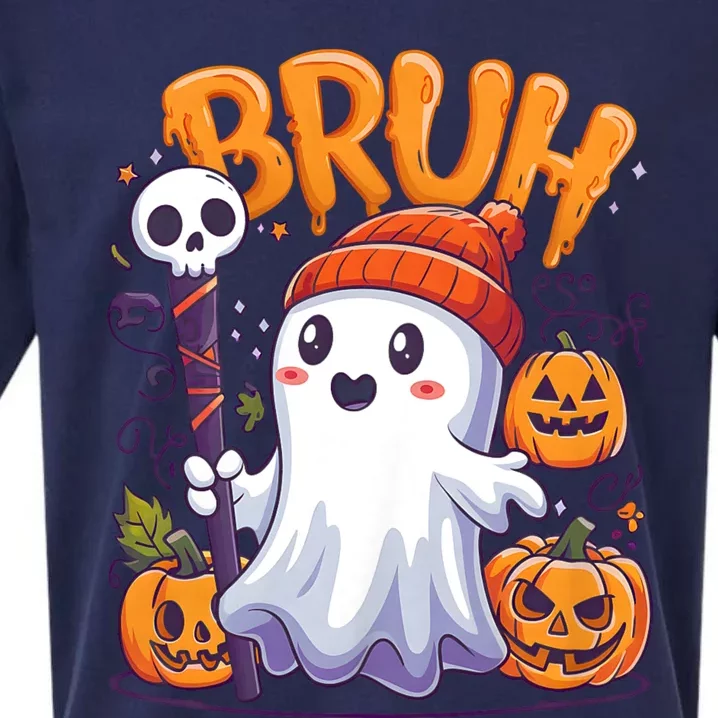 Bruh Ghost Halloween Cute Trick Or Treat Sueded Cloud Jersey T-Shirt