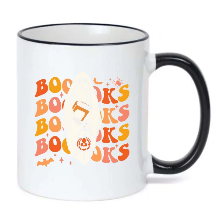 Booooks Ghost Halloween Groovy Vintage Teacher Book Reading Gift Black Color Changing Mug