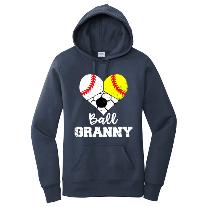 Ball Granny Heart Funny Baseball Softball Soccer Granny Gift Women's Pullover Hoodie