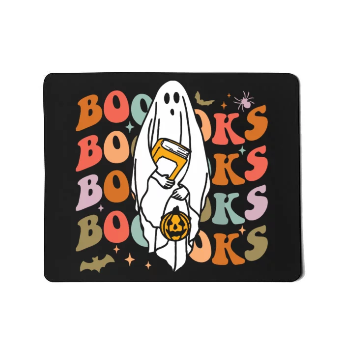 Booooks Ghost Halloween Groovy Vintage Teacher Book Reading Mousepad