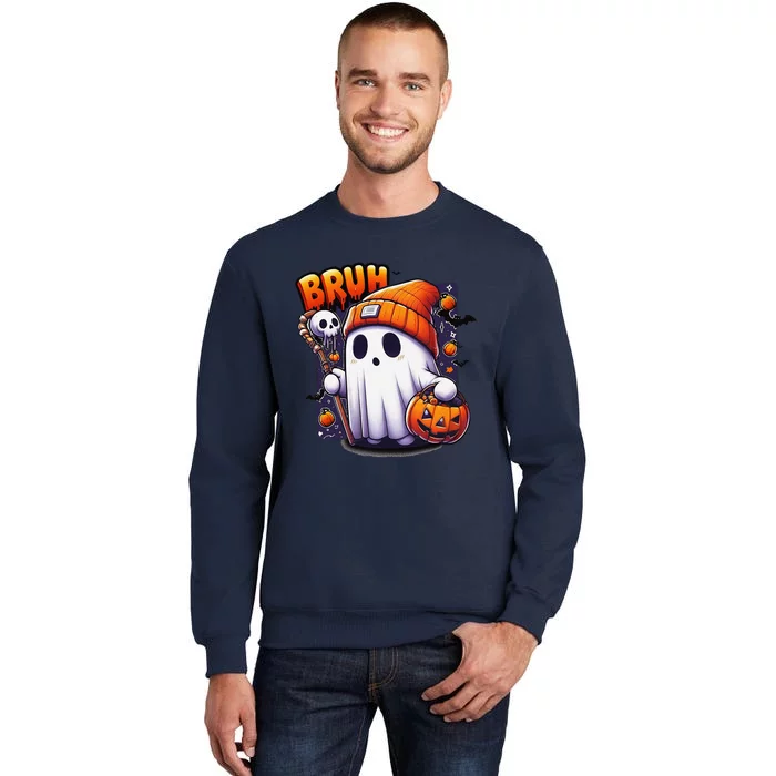 Bruh Ghost Halloween Cute Ghost Trick Or Treat Candy Tall Sweatshirt