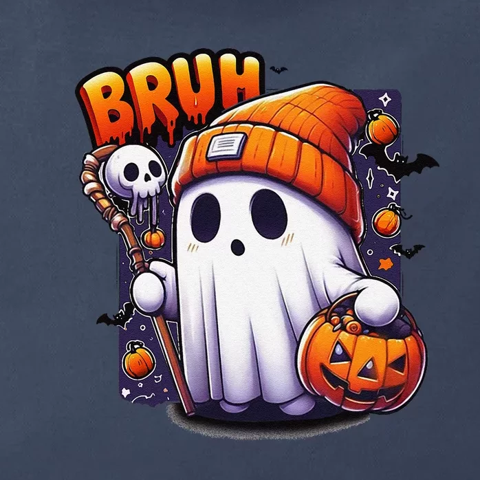 Bruh Ghost Halloween Cute Ghost Trick Or Treat Candy Zip Tote Bag