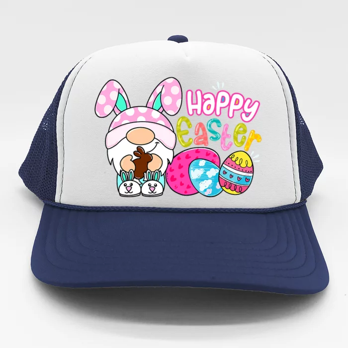 Bunny Gnome Hug Easter Eggs Hunting Happy Easter Day Gift Trucker Hat