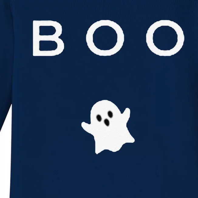 BOO Ghost Halloween Subtle Minimal Fall Funny Trick Treat Baby Long Sleeve Bodysuit