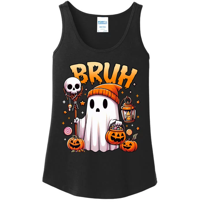 Bruh Ghost Halloween Cute Ghost Trick Or Treat Candy Ladies Essential Tank