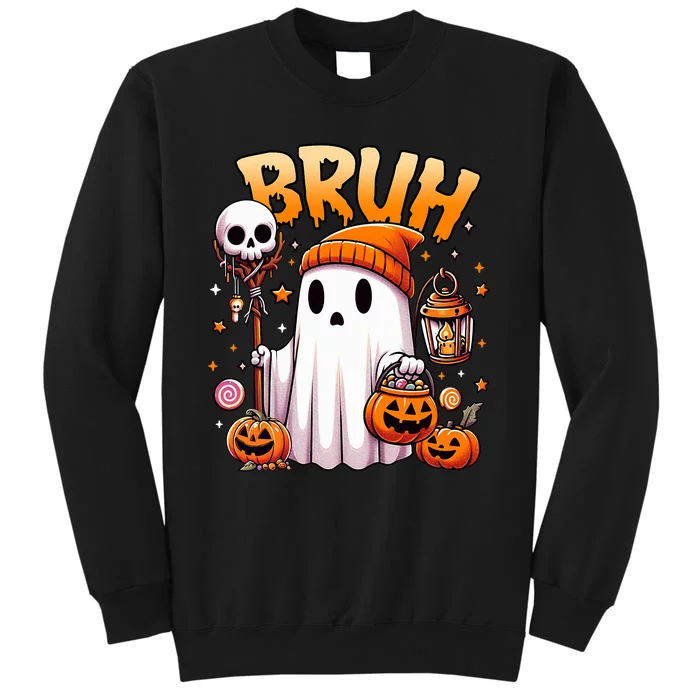 Bruh Ghost Halloween Cute Ghost Trick Or Treat Candy Tall Sweatshirt