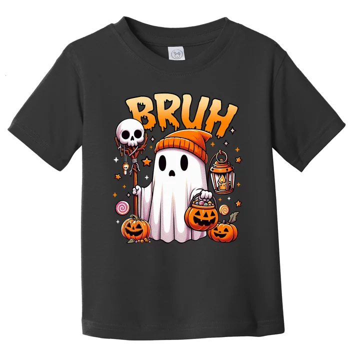 Bruh Ghost Halloween Cute Ghost Trick Or Treat Candy Toddler T-Shirt