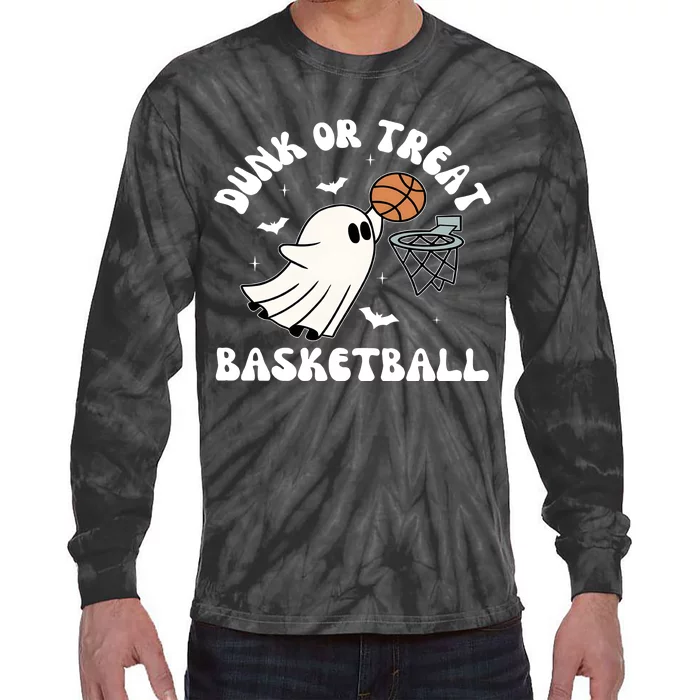 Basketball Ghost Halloween Cute Ghoul Tie-Dye Long Sleeve Shirt