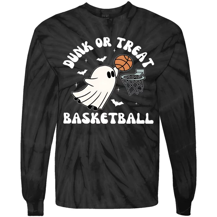 Basketball Ghost Halloween Cute Ghoul Tie-Dye Long Sleeve Shirt