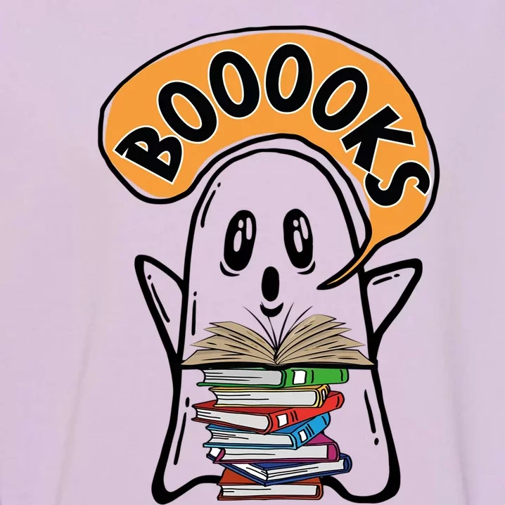 Booooks Ghost Halloween Reading Book Teacher Gift Garment-Dyed Sweatshirt