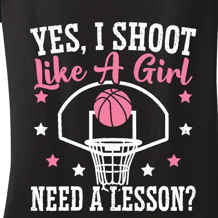 Basketball Girl Hoop Junkie Sport Lover Basketball Player Women's V-Neck T-Shirt