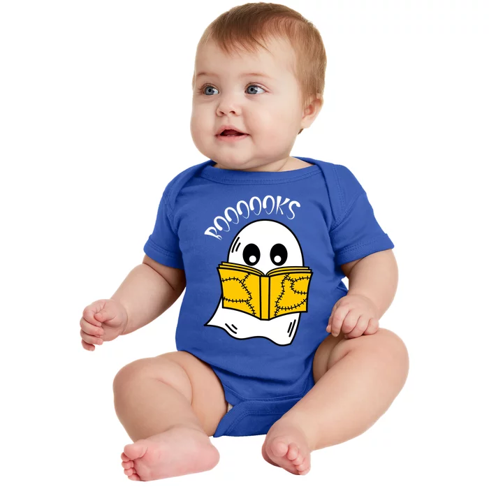 Booooks Ghost Halloween Reading Cute Ghost Reading Book Cool Gift Baby Bodysuit