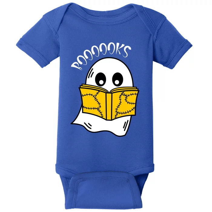 Booooks Ghost Halloween Reading Cute Ghost Reading Book Cool Gift Baby Bodysuit