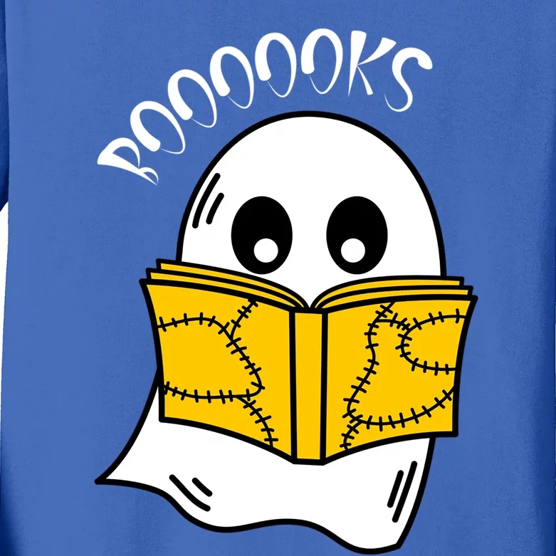 Booooks Ghost Halloween Reading Cute Ghost Reading Book Cool Gift Kids Long Sleeve Shirt