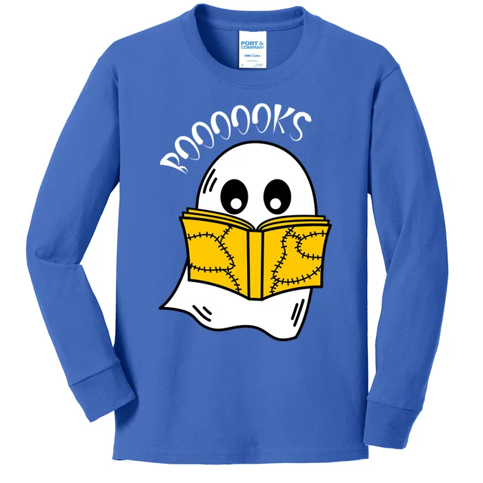 Booooks Ghost Halloween Reading Cute Ghost Reading Book Cool Gift Kids Long Sleeve Shirt