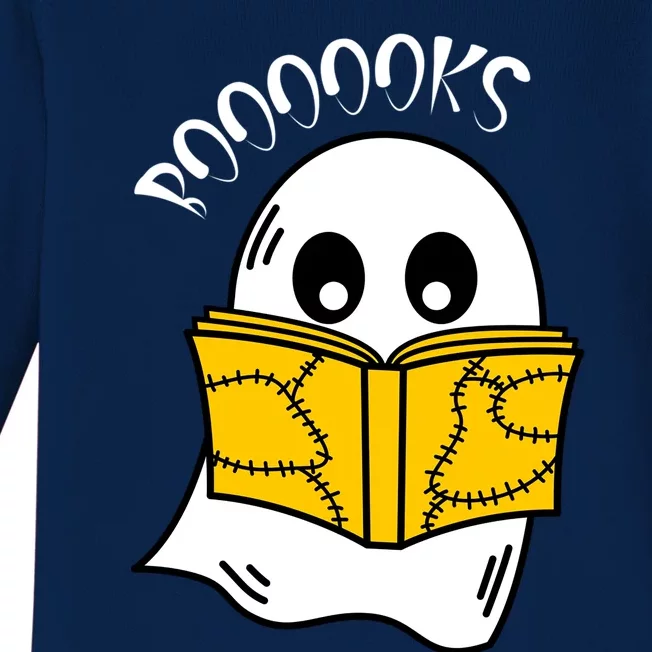 Booooks Ghost Halloween Reading Cute Ghost Reading Book Cool Gift Baby Long Sleeve Bodysuit