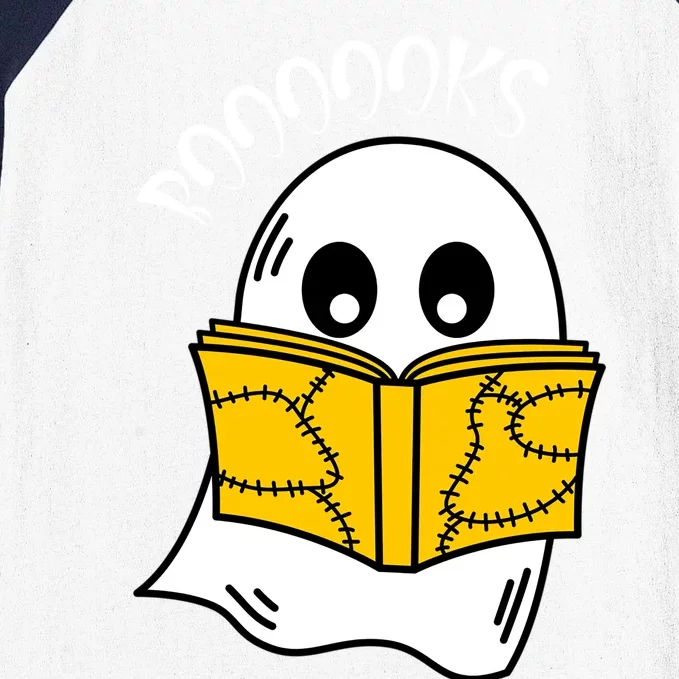 Booooks Ghost Halloween Reading Cute Ghost Reading Book Cool Gift Baseball Sleeve Shirt