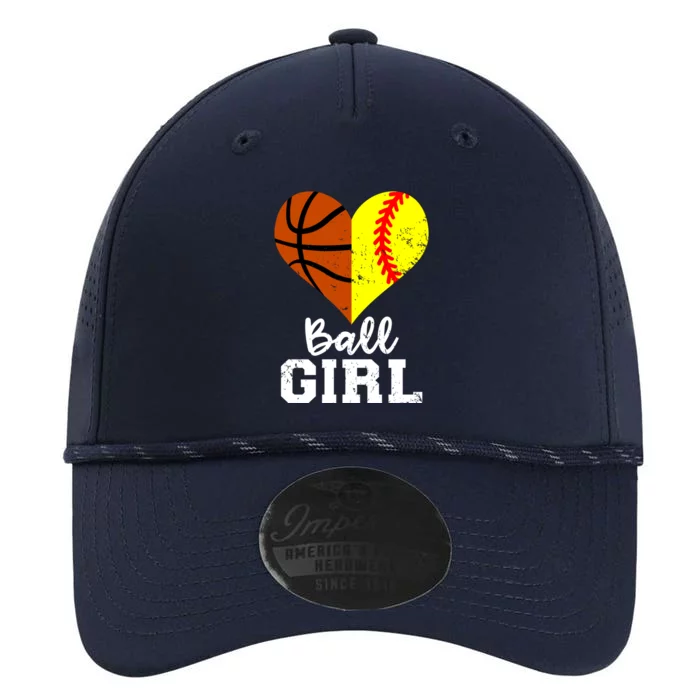 Ball Girl Heart Funny Softball Basketball Girl Performance The Dyno Cap