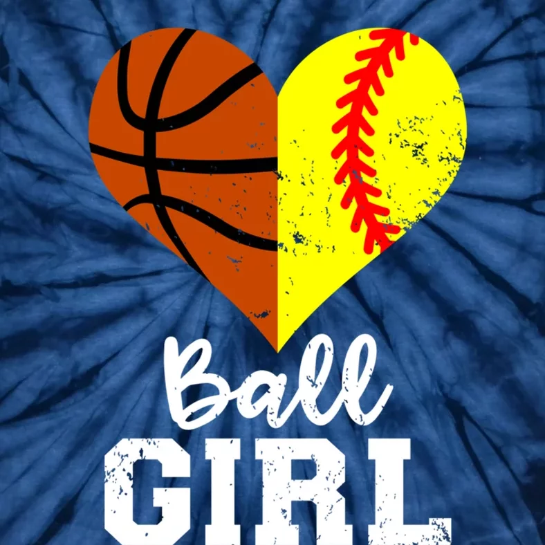 Ball Girl Heart Funny Softball Basketball Girl Tie-Dye T-Shirt