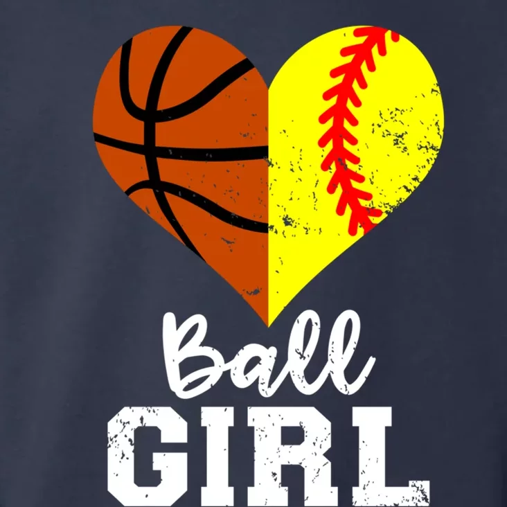 Ball Girl Heart Funny Softball Basketball Girl Toddler Hoodie