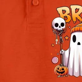 Bruh Ghost Halloween Cute Ghost Trick Or Treat Dry Zone Grid Performance Polo