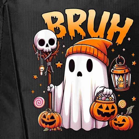 Bruh Ghost Halloween Cute Ghost Trick Or Treat City Backpack