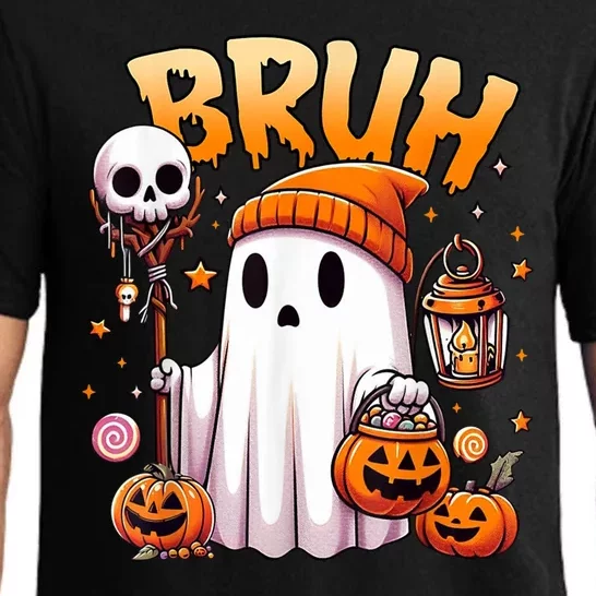 Bruh Ghost Halloween Cute Ghost Trick Or Treat Pajama Set