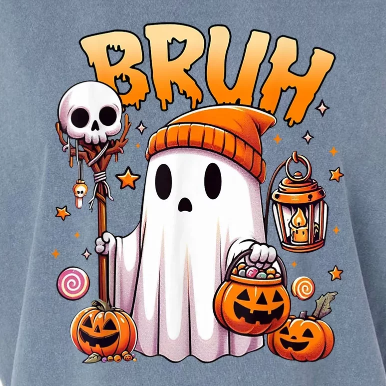 Bruh Ghost Halloween Cute Ghost Trick Or Treat Garment-Dyed Women's Muscle Tee