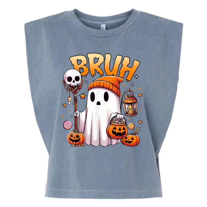 Bruh Ghost Halloween Cute Ghost Trick Or Treat Garment-Dyed Women's Muscle Tee